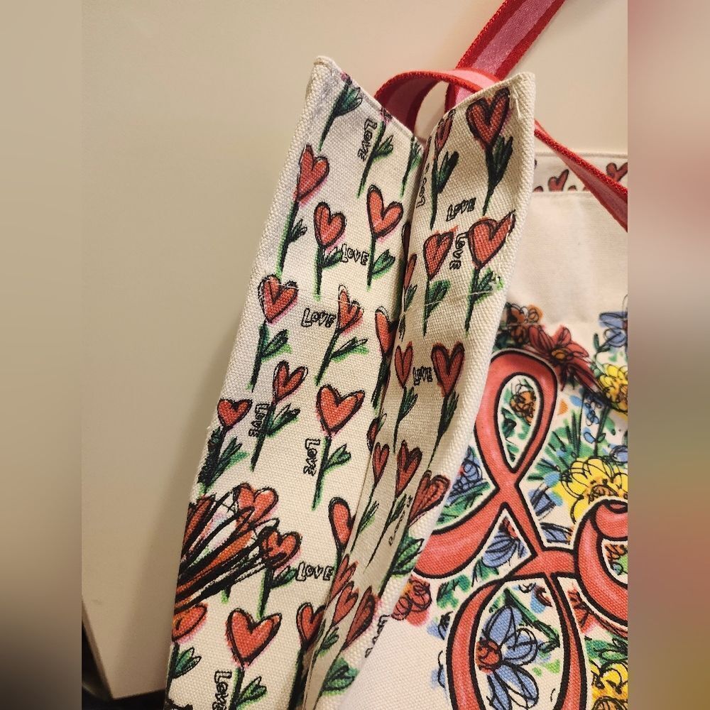 NWT Brighton "Love Tweet" Large Canvas Tote Bag Retail $125 - Picture 7 of 9